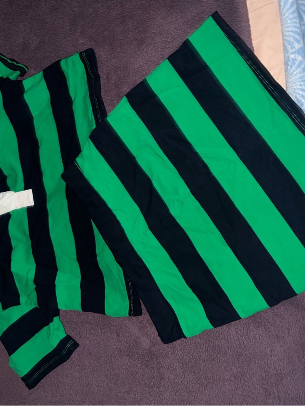 Fashion Nova Green and Black Striped Top Set - Picture 2 of 3